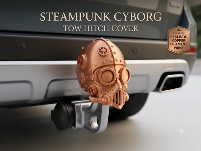 Steampunk Cyborg Mask Tow Hitch Cover
