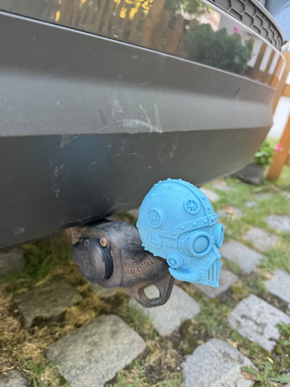 Steampunk Cyborg Mask Tow Hitch Cover view 2