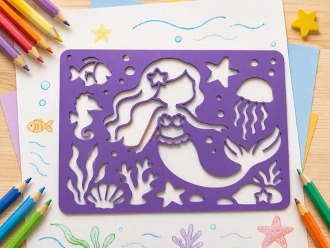 Modelo para impresión 3D: Meerjungfrauen Stencil Malschablone — referencia de MakerWorld