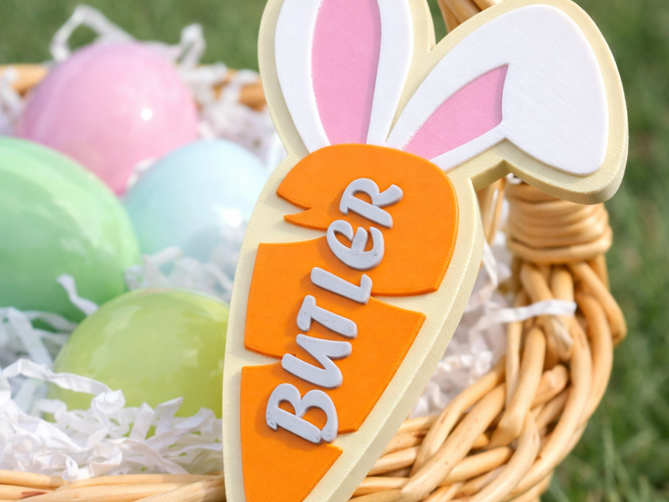 Carrot Ears Name Tag - Customize - Easter Basket