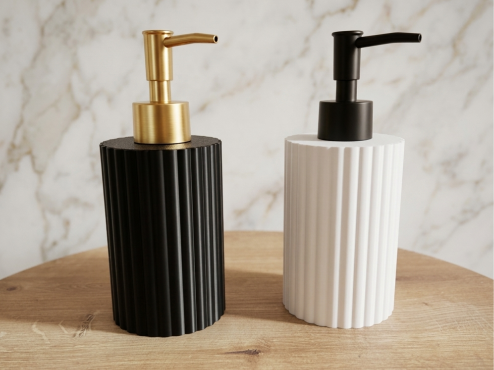 Ribbed Soap Dispenser Minimalist Bath Decor