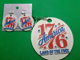 1776 America Keychain and Earrings