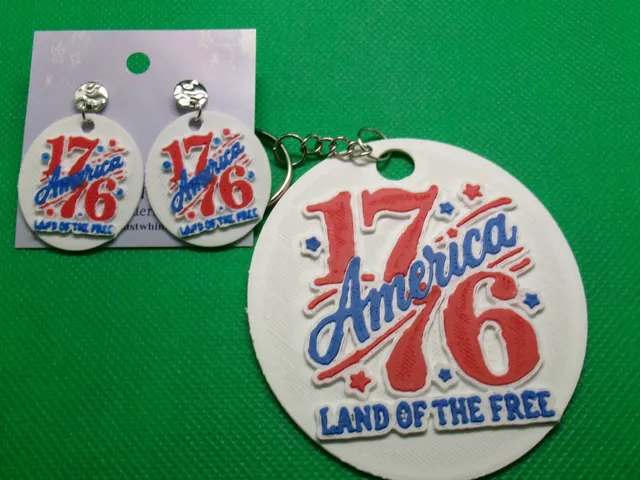 1776 America Keychain and Earrings