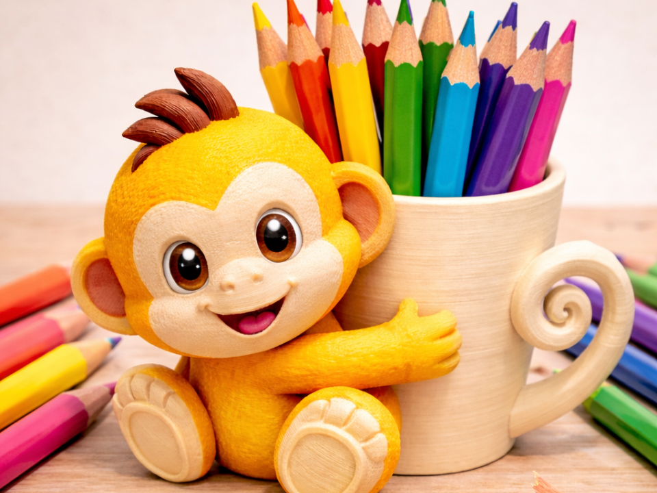Cute Monkey Pencil Holder – Fun Desk Organizer 