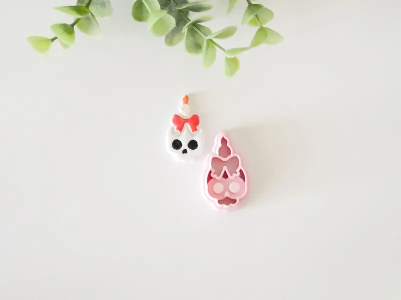 Halloween Skull Candle Polymer Clay Cutter 