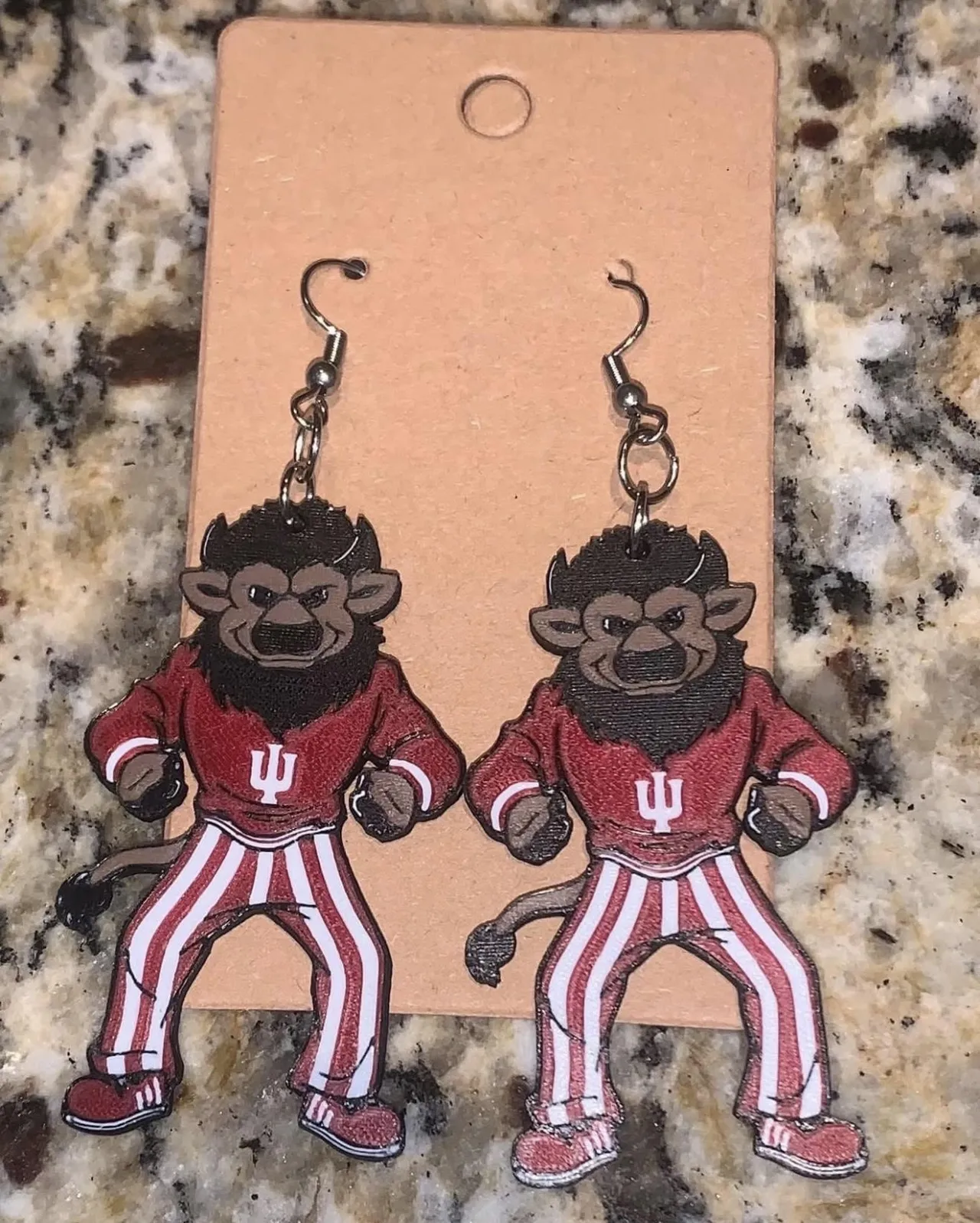 IU Bison Mascot Earrings view 2