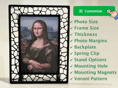 Parametric Photo Stand Frame - Customize Voronoi