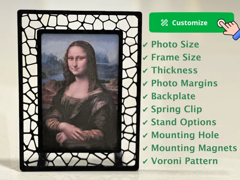 Parametric Photo Stand Frame - Customize Voronoi