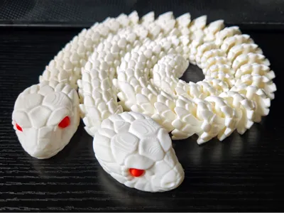 Large Articulated Two Headed Albino Snake