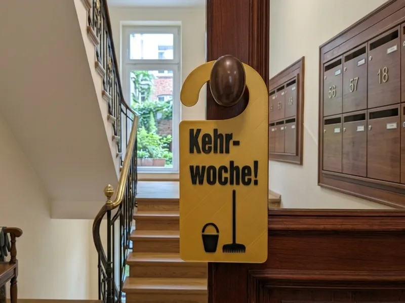 Kehrwoche Türschild zum Umhängen 