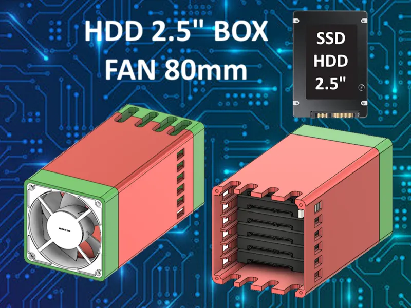 6x HDD 2.5" FAN 80mm box caddy case enclosure