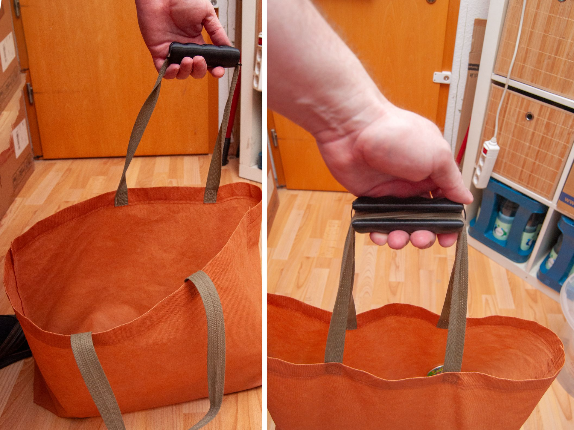 Attachable tote bag / shopping bag handle 