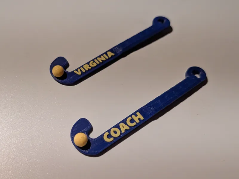 Field Hockey Stick Keychain Fast print less waste