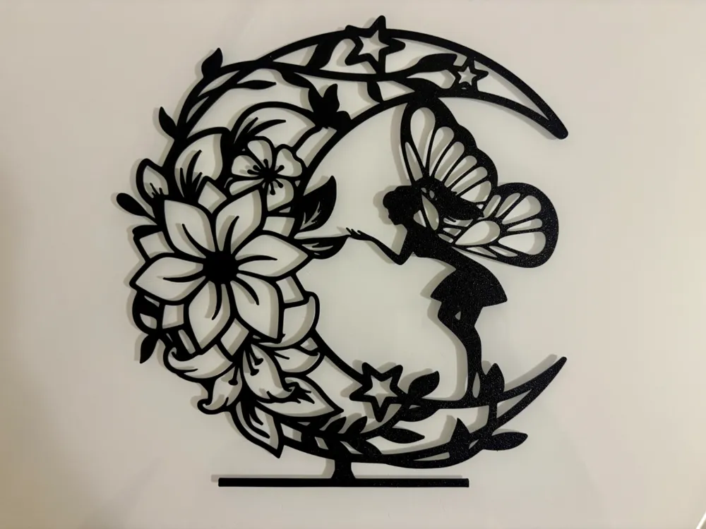 Letrero o emblema decorativo: Art wall fairy and moon home. Referencia del modelo original.