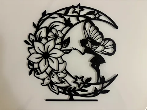 Letrero o emblema decorativo: Art wall fairy and moon home — referencia de MakerWorld