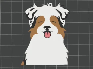 Keychain Australian shepherd blue merle, 4 color