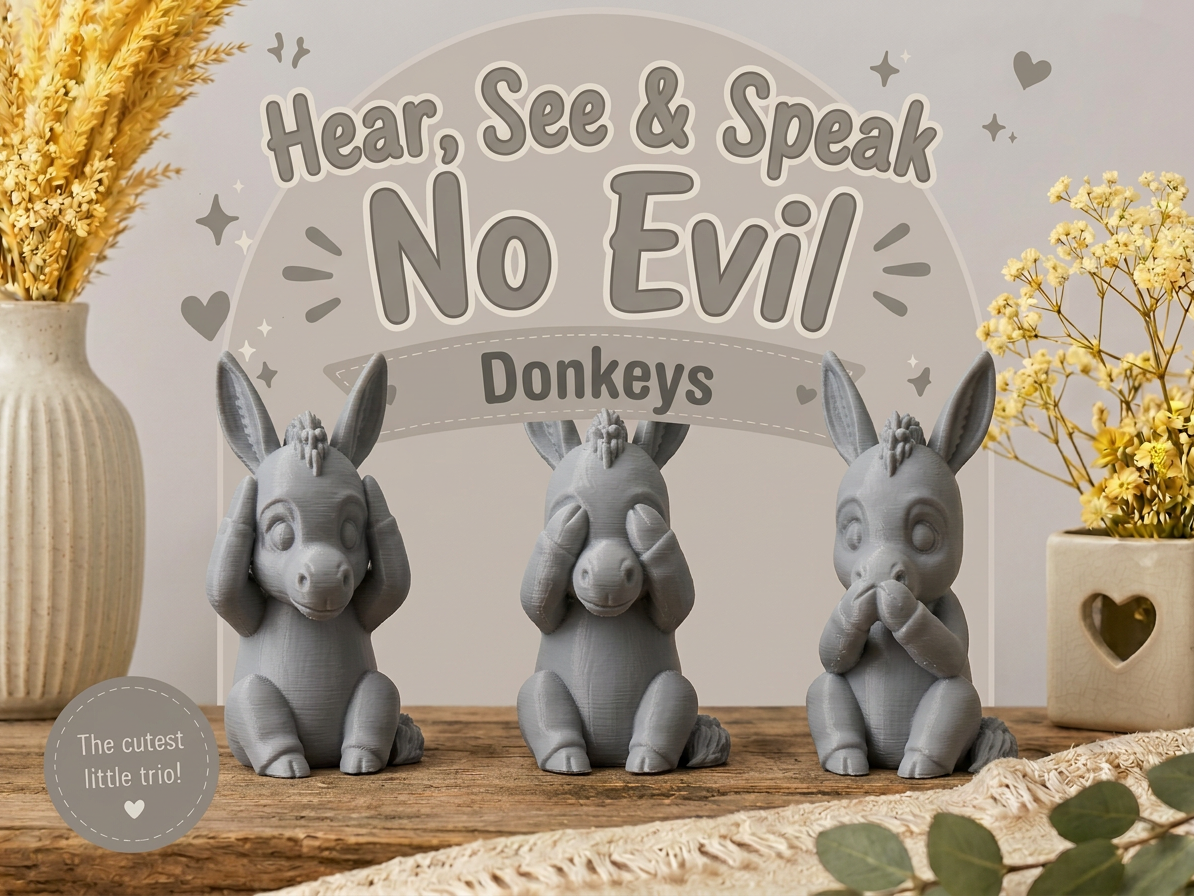 Hear, See & Speak No Evil Donkeys