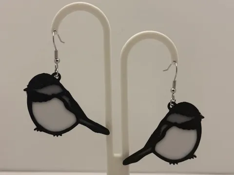 Chickadee Silhouette Dangle Earrings
