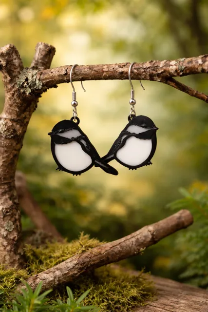 Chickadee Silhouette Dangle Earrings view 2