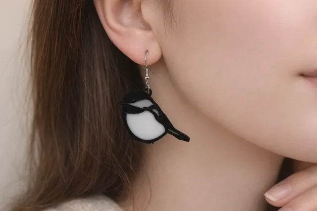 Chickadee Silhouette Dangle Earrings view 3