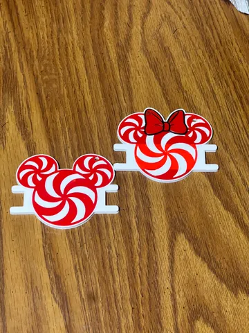 Accesorio para sujetar ligas de cabello: Mickey and Minnie Candy Cane Hair Tie Holders — vista de referencia 2