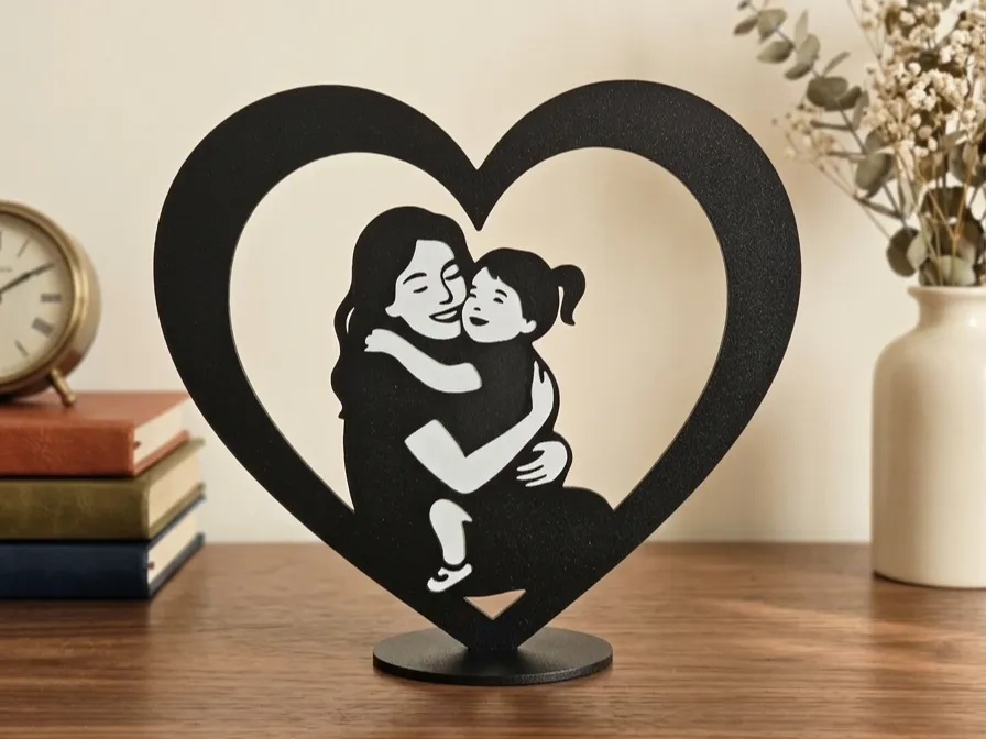Silhouette cœur mère et fille