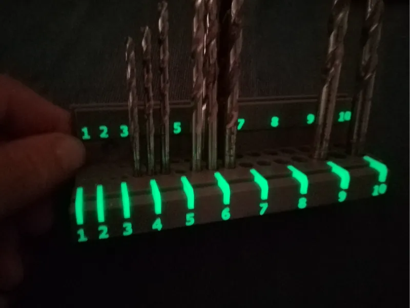 Glow in the dark Drill bits organiser 