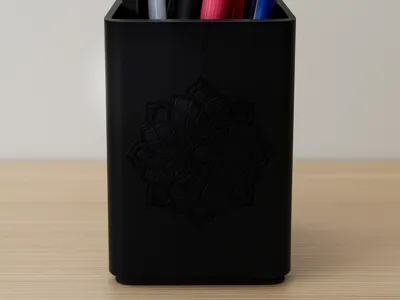 Ornamento Pen Holder – Black Mandala Edition