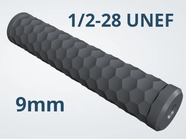 High Power Moderator Hexagon 9mm (1/2"-28 UNEF)