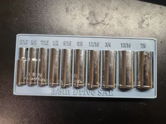 3/8 Drive SAE Deep Socket Tray 5/16 - 7/8