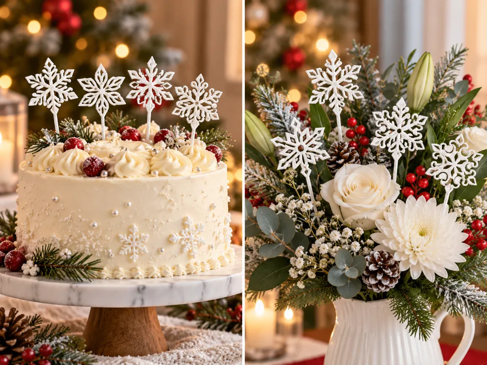 Snowflake Cake Topper Set – 8 Designs - Free 3D Print Model - MakerWorld