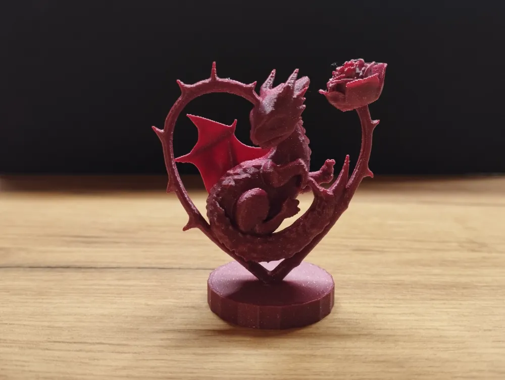 Dragon in the rose heart - Free 3D Print Model - MakerWorld