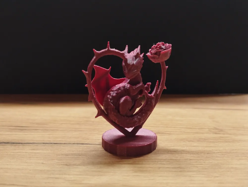 Dragon in the rose heart - Free 3D Print Model - MakerWorld