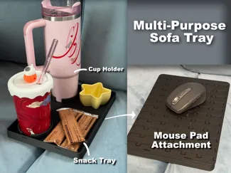 Multi-Purpose Sofa Tray – Mouse Pad & Can Holder