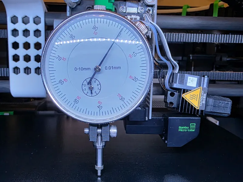 Dial gauge mount for bed leveling