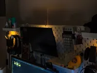 backlit, monitor hangs at an angle