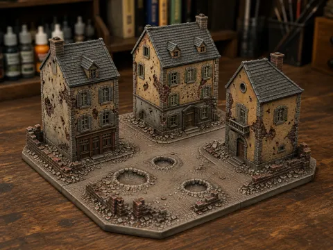 Escenografía en miniatura: Diorama 001 WWII – Città Europea in Rovina 1:100 — referencia de MakerWorld