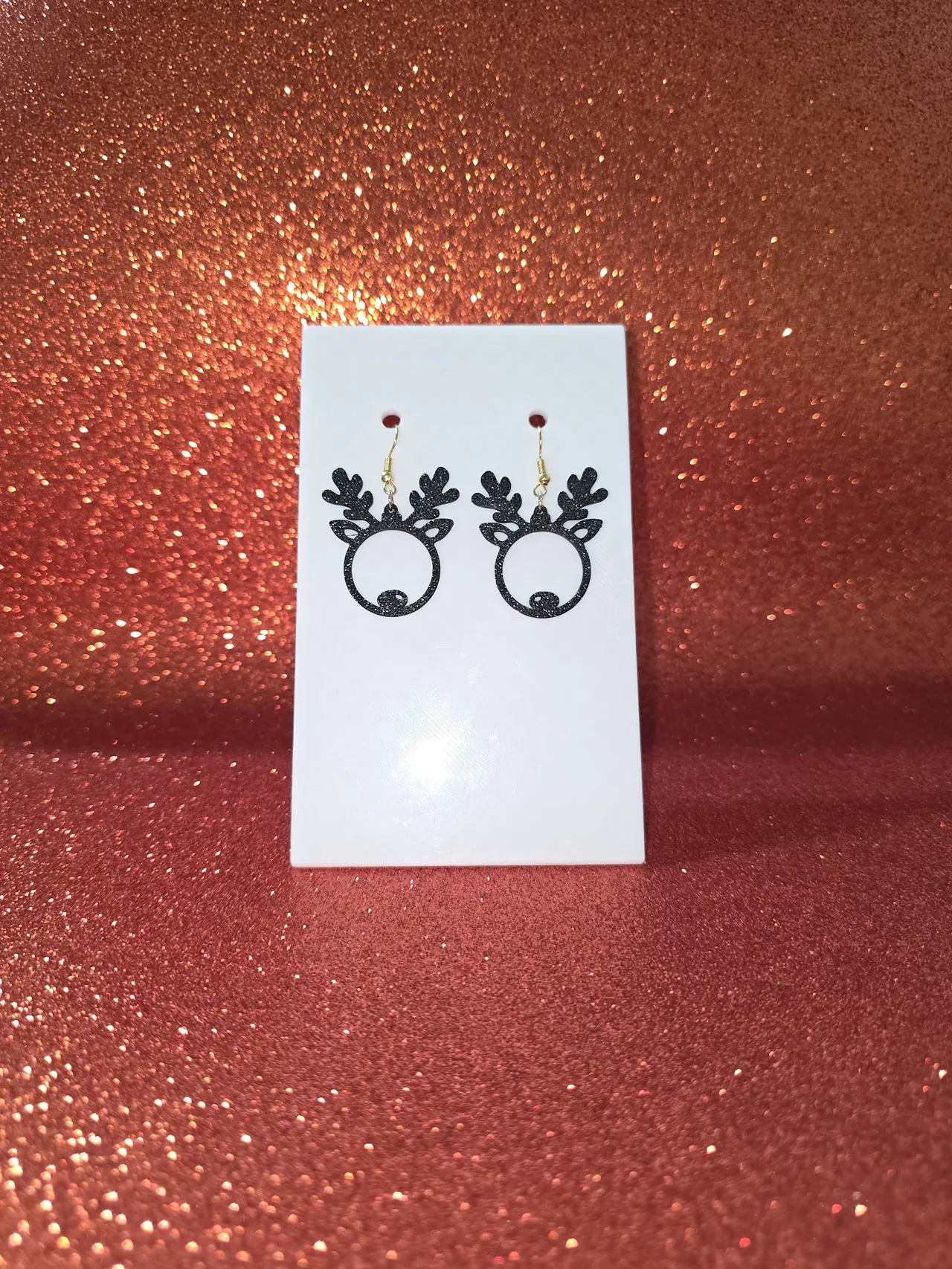 Rounded reindeer earrings view 2