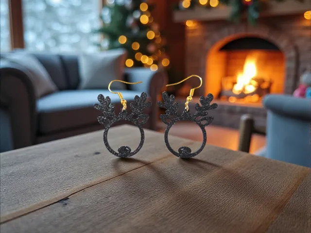 Rounded reindeer earrings