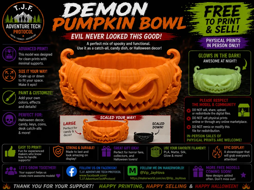 Adorno temático: Demon Pumpkin Candy dish Catch all. Referencia del modelo original.