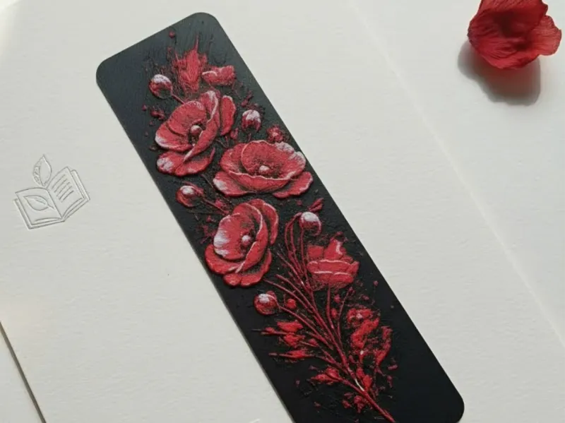 3D Poppy Bookmark | Floral Relief