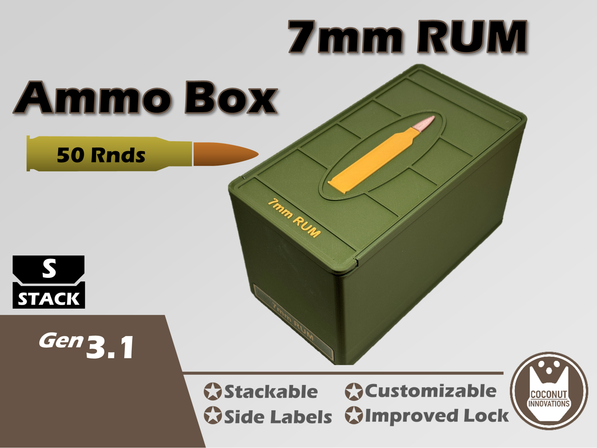 Ammo Storage Box - 7mm RUM - 50 Rounds