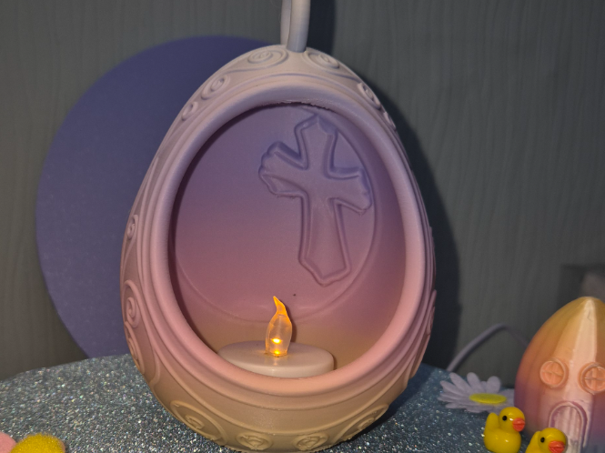 Easter Cross Egg Tealight Lantern