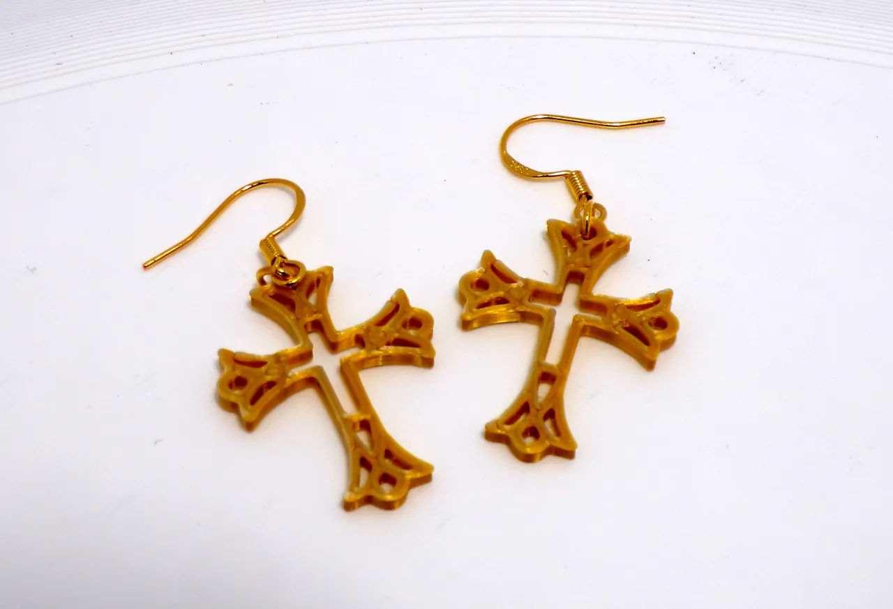 Ornate Cross Earrings view 3