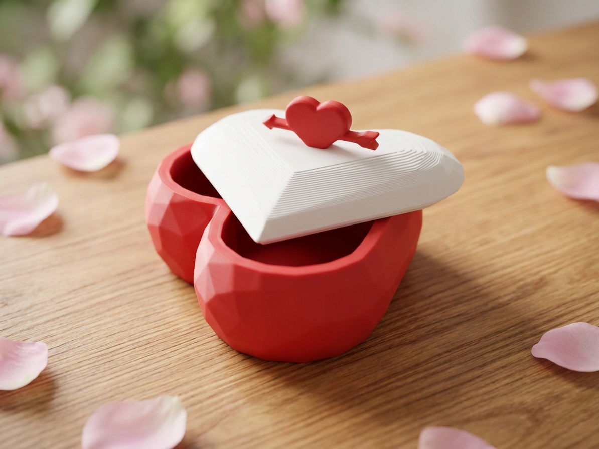 Heart/Valentine Trinket Box with Decorative Lid