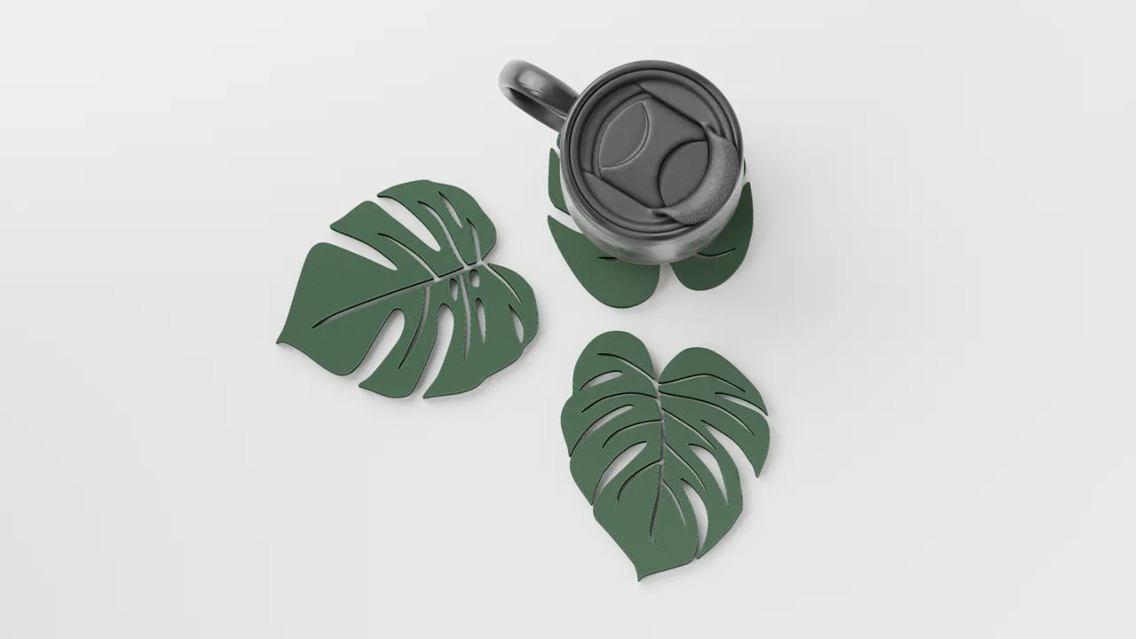 Monstera Leaf Coaster. Drinks Coasters view 4