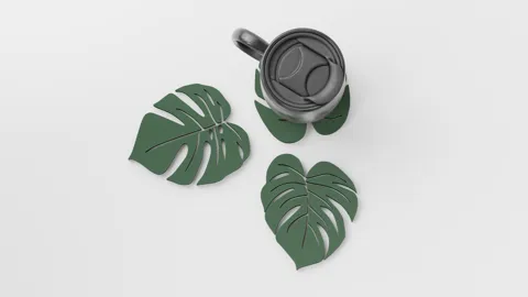 Monstera Leaf Coaster. Drinks Coasters view 4