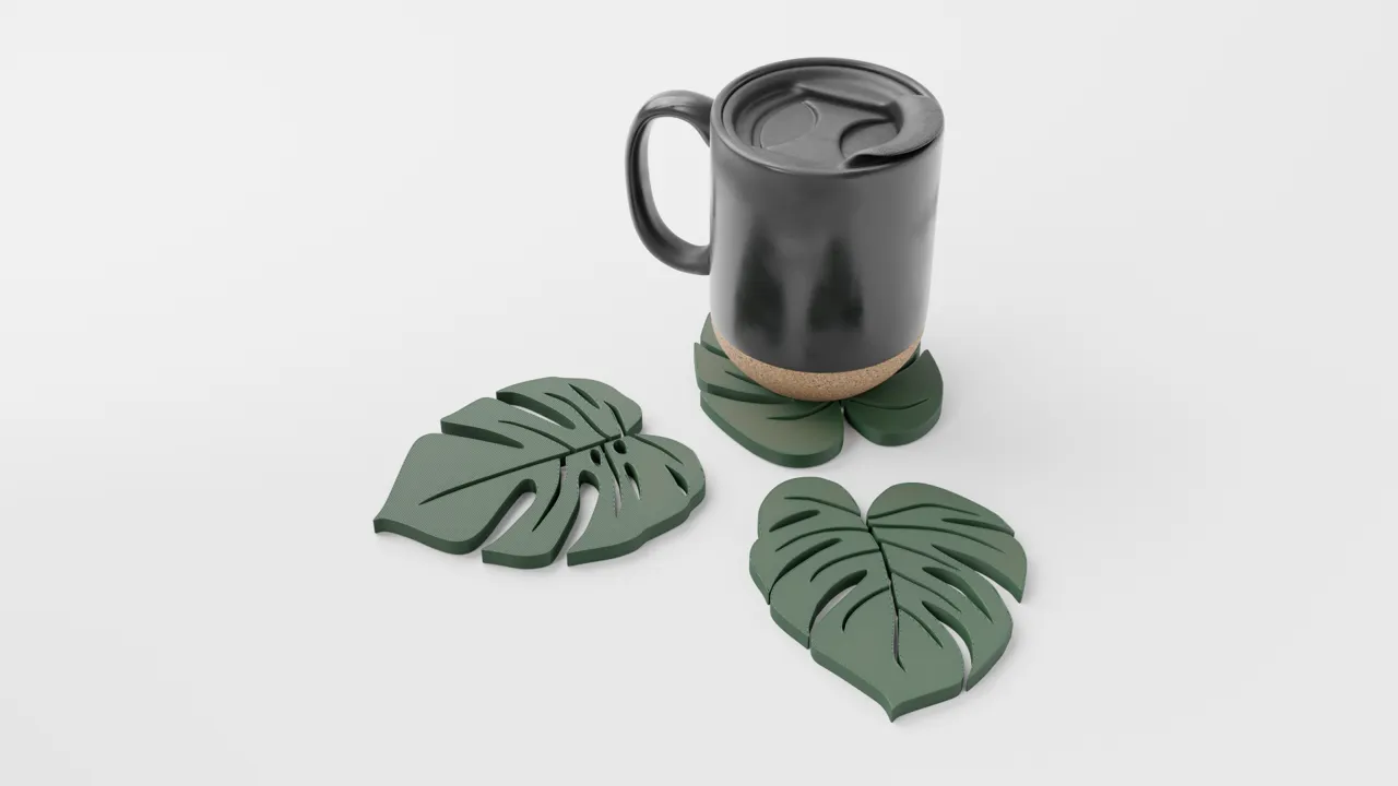 Monstera Leaf Coaster. Drinks Coasters view 3
