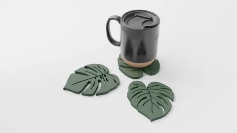 Monstera Leaf Coaster. Drinks Coasters view 3