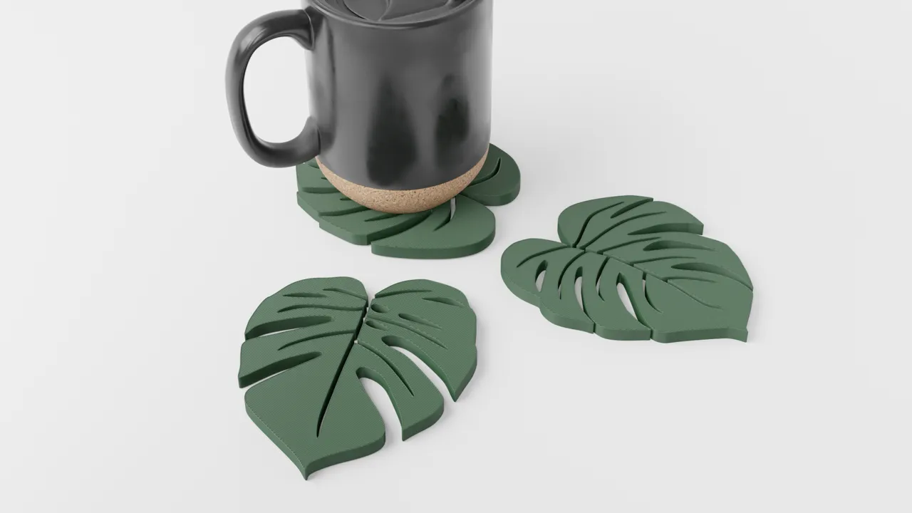 Monstera Leaf Coaster. Drinks Coasters view 2